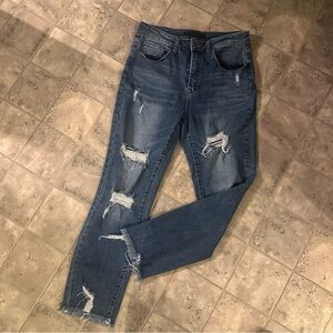 RISEN Los Angeles Distressed High Rise Straight Leg Jeans Size 28/7